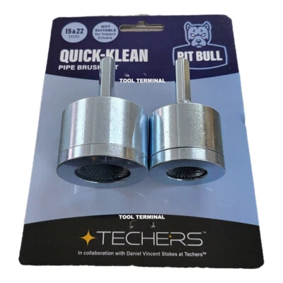 Pit Bull x Techers 15 & 22mm Copper Pipe Cleaners Drill Attachment Quick-Klean