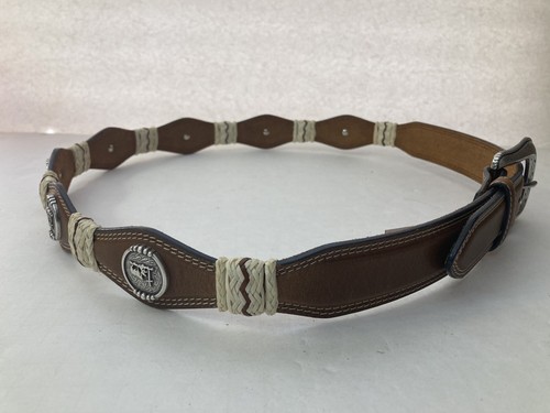 NUOVA cintura western cowboy cromata vera pelle conchiglie vita cinch taglia 42 nuova con etichette - Foto 15 di 21