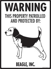 Warning Beagle Property Protected - Beware Dog Aluminum Dog Sign - 9" x 12"