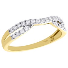 14K Yellow Gold Round Diamond Contour Enhancer Ring Ladies Wedding Band 0.25 Ct.