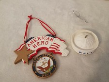 United States Navy American Hero and Sailor Hat Set of 2 Christmas Ornaments