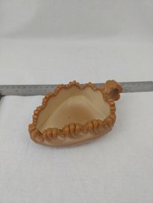 Vintage Ceramic Ash Tray Two Tone Tan Made In USA Mid Century 1970s