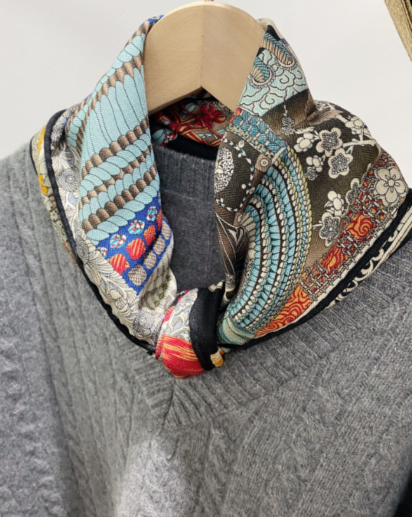 70% Cashmere 30% Silk Wrap Scarf armor Print Double Face Print Shawl 27'' new