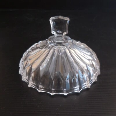 Couvercle cloche cristal rond verre vintage art déco design XXe France N3966 - Photo 1/4