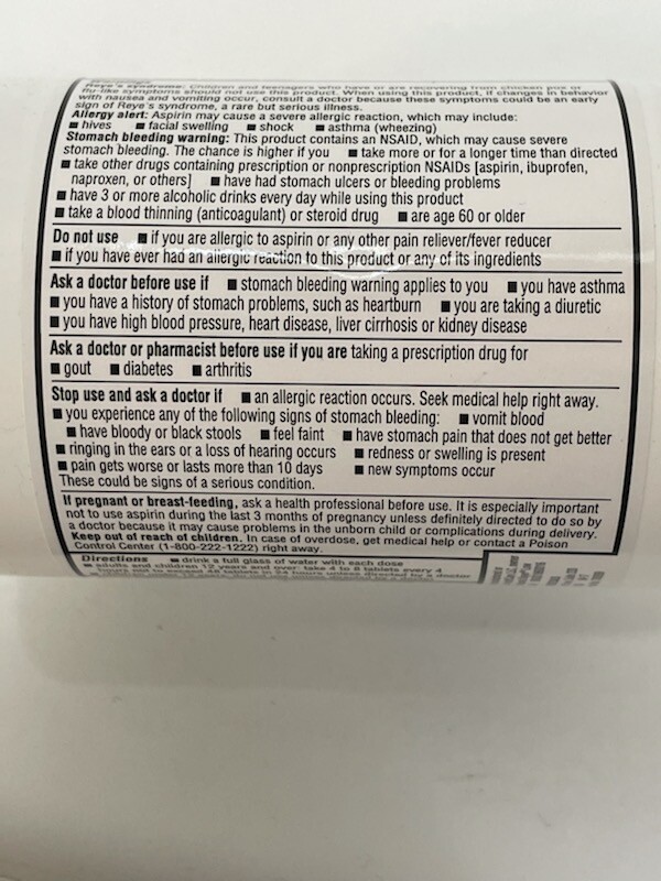 Low Dose EC Aspirin 81mg Enteric Coated Tablets 1000 (Generic Bayer