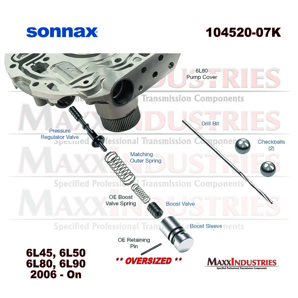 Sonnax 104520-07K Regulador de presión de gran tamaño y kit de válvula de refuerzo Foto 2 de 4
