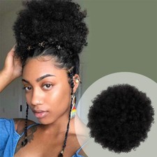 Afro Puff Drawstring Ponytail Extension 100 Human Hair Bun Updo Hairpiece USA