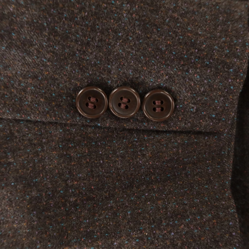 VTG Tweed Jacket M Brown Windowpane Check 100% Wool Blazer Sport Coat 42R - Image 4 of 4