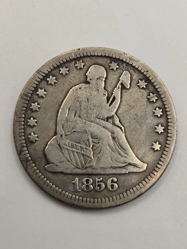 1856 Seated Liberty Quarter, Nice Choice Lustrous AU ++Collector Type ☆987