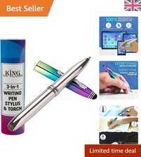 Compact 3-in-1 Capacitive Stylus Pen with Light & Black Ink Refill - Portable