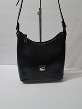Vtg Dooney And Bourke Black Smooth Leather Hobo Shoulder Bag Y2K Made in USA