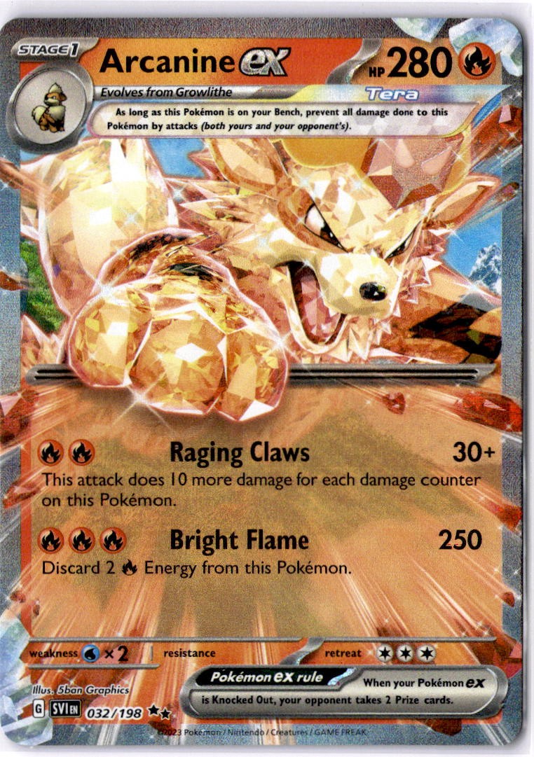 Arcanine ex Double Rare SV01: Scarlet & Violet Base Set 032/198 NM