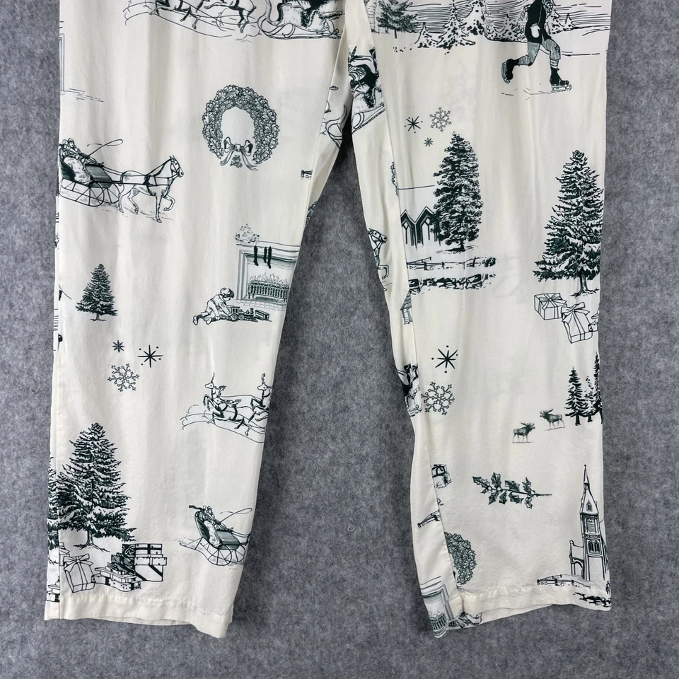 Katie Kime Christmas Holiday Toile Pajama Pant Womens XL Cotton Modal Santa - Image 3 of 4