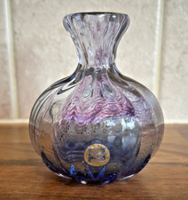 Peter Tysoe Art Glass Vase Lilac Lavander Purple Colours With Original Label
