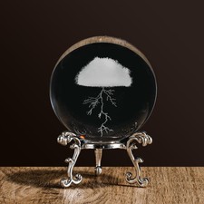2.36" 3D Crystal Ball, Laser Engraved Glass Sphere with Stand,60mm K9 Crystal De