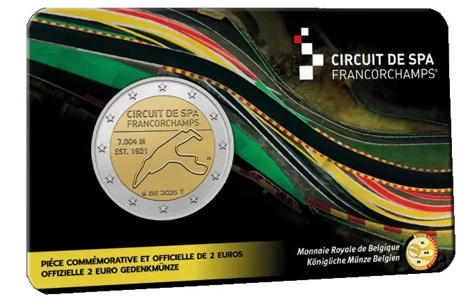 2 Euros commémorative Belgique Circuit de Spa-Francorchamps 2025 Version Françai