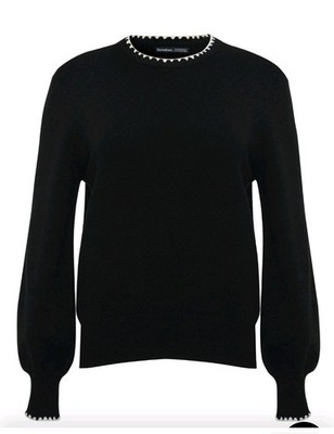 Threadbare schwarzer Pullover UK 12 neu mit Etikett Viskosemischung Kontrastbesatz leichter Strick