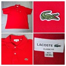 Lacoste Polo Shirt Mens 3XL Red Classic Fit Short Sleeve Cotton Casual Preppy