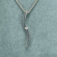 925 sterling silver necklace White Ice diamond pendant wave bar 16''