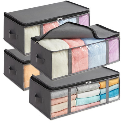 Lifewit 4 Stück 90 L Unterbettboxen mit Deckel