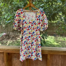 Rixo X Target Women's Colorful Scoop Neck Linen Blend Mini Dress Size 8