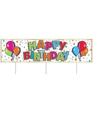 Plastic Jumbo Happy Birthday Yard Sign of Size 11 " x 3' 11" - Beistle