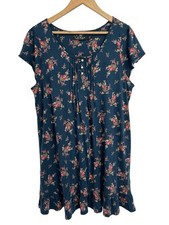 Ralph Lauren Blue Floral Cap Sleeve Tunic Dress Large Romantic Country