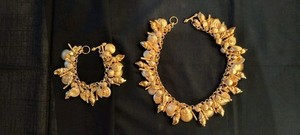 Authentic Vintage Nwot 24k Gold Plated Seashell Necklace And Bracelet Set
