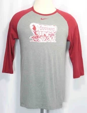 The Nike Tee Oklahoma Sooner Schooner Gray Athletic Cut 3/4 Sleeve Mens Size Med