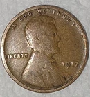 1917 P Philadelphia Mint - Lincoln Wheat Penny Cent 1C - Ungraded
