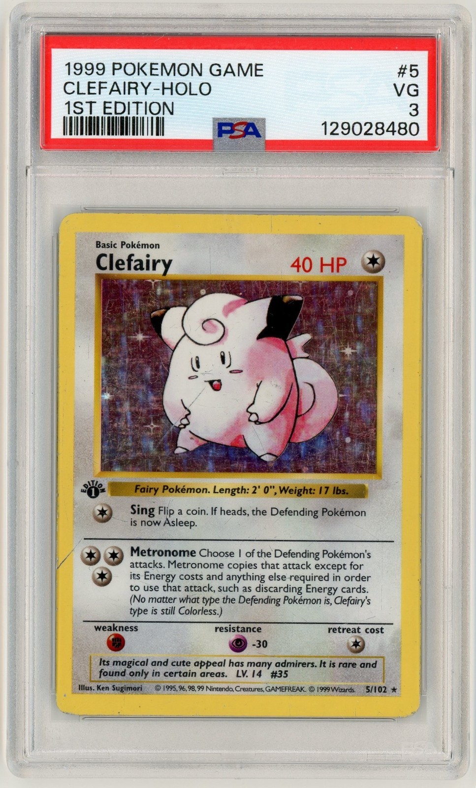 PSA 3 Clefairy 1st Edition Shadowless - Pokemon 1999 Base Set #5