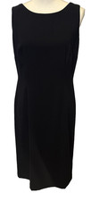 Vintage Sheri Martin Black Sheath Pencil Dress LBD 8 Black Classic Office Work