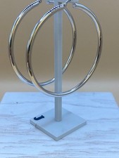 Large 14k Stamped White Gold Hoop Earrings - Classic Polished Hoops