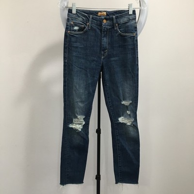 MOTHER sz 24 Wicked Wildflower High Waisted Looker Ankle Fray Distressed Jeans