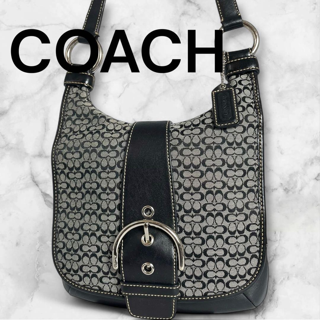 Coach Black Signature Canvas Shoulder Bag Authentic G05182691