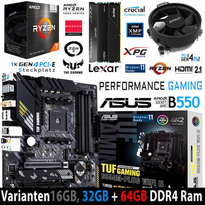 PC Bundle AMD Ryzen 7 5700G Asus Tuf Gaming B550M-Plus Wifi II mit 16, 32 + 64GB