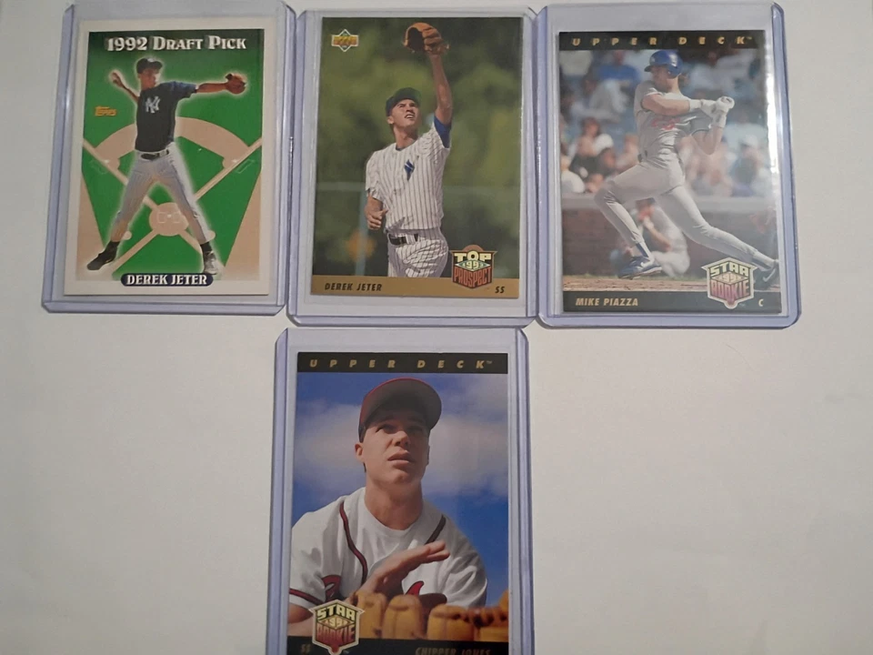 1993 Topps - Derek Jeter #98 (RC) Mike Piazza #2 RC Chipper Jones #3 radiocontrol Foto 4 de 4