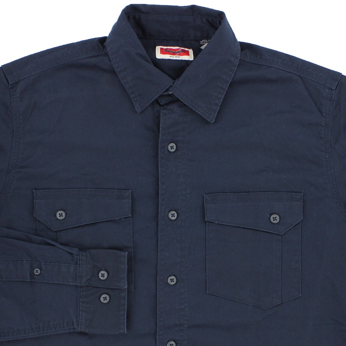 Wrangler Men's Shirt Button-up Long Sleeve, Buttoned Slant Pockets