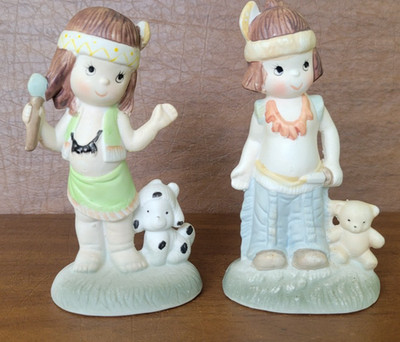 Vintage Native American Indian Figurine Boy and Girl 