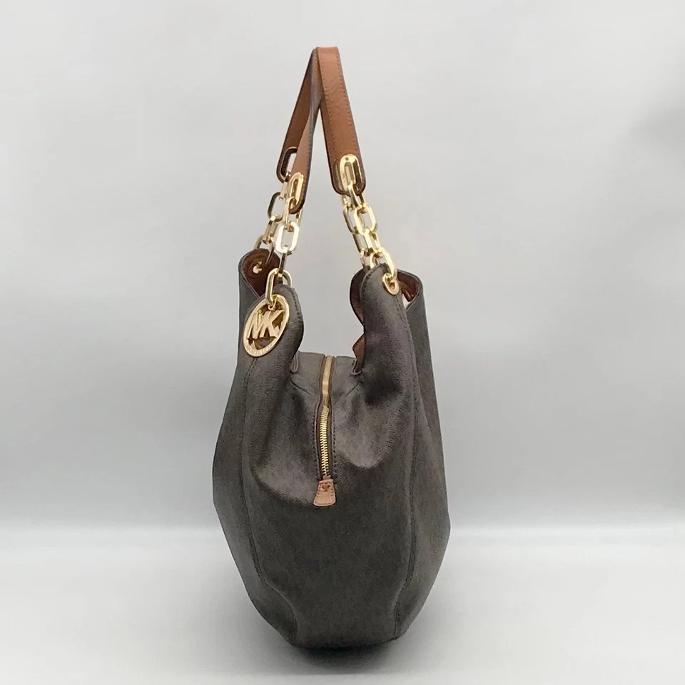 Michael Kors Brown Monogram Canvas Lillie Shoulder Bag - Image 3 of 4