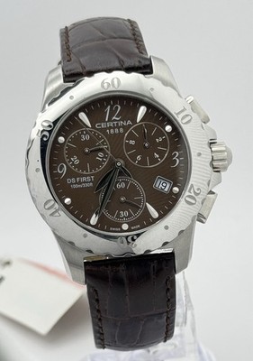 Certina DS First Women's Chronograph Steel Sapphire Crystal Brown 35mm Watch
