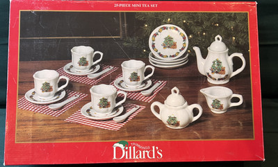 Vintage Dillards Trimmings -Mini Christmas Tea Set -  In Original Box 1 day shpp