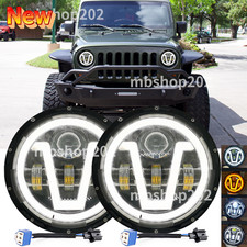 2PCS Fit FIAT 124 Spider 1966-1985 7" LED Headlight DRL Hi/Lo Beam + Turn Signal