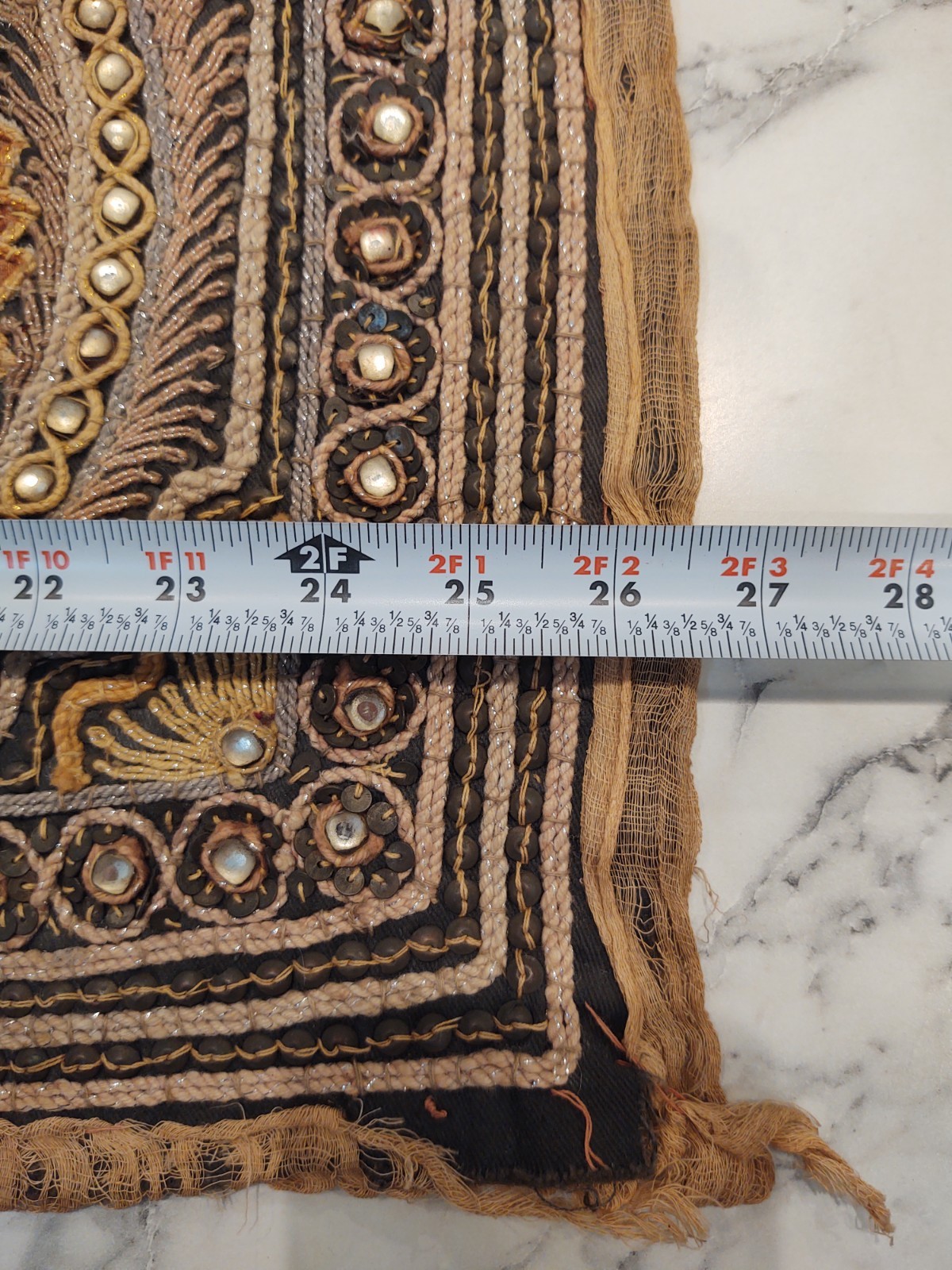 Sequin PEACOCKS Burmese KALAGA Hand-Embroidery Tapestry Wall Hanging 35 x 26 In