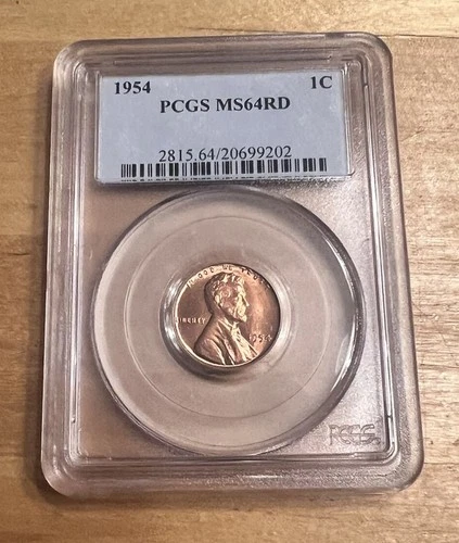 1954 LINCOLN WHEAT CENT PCGS MS65 RD