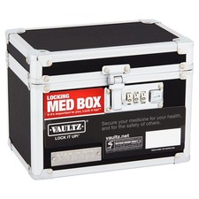 Vaultz Locking Medicine Box with Combination Lock, Black, 5" x 7" 5.25"