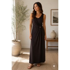 NWT Vince Camuto Black Sleeveless Maxi Dress Twist Waist Stretch Plus Size PL