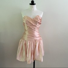 Vtg Scarlett Nite 80 s Prom Dress Pink Satin Short Bubble Strapless Sz 5/6