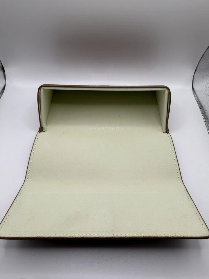 Burberry London England Eyeglasses Sunglass Case Tan Magnetic Close Soft Leather - Image 2 of 2