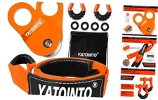 Off Road Recovery Kit 10 Ton Heavy Duty Snatch Block Pulley, Tree Saver Strap 